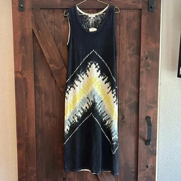 KINROSS LINEN TIE DYE PRINT DRESS IN ECLIPSE MULTI - Picture 2 of 5